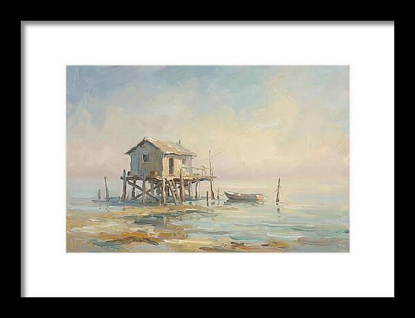 Weathered Fishing Hut Over Water