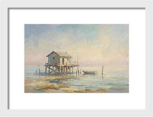 Weathered Fishing Hut Over Water