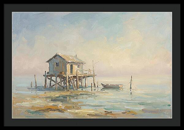 Weathered Fishing Hut Over Water