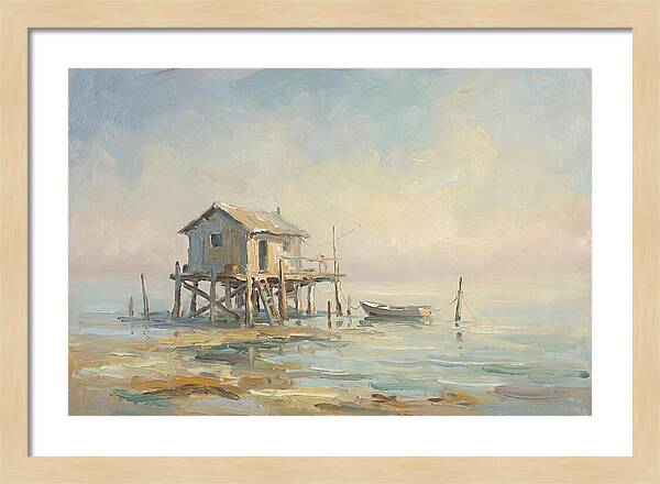 Weathered Fishing Hut Over Water