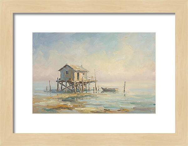 Weathered Fishing Hut Over Water