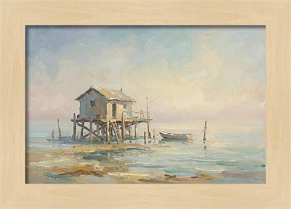 Weathered Fishing Hut Over Water