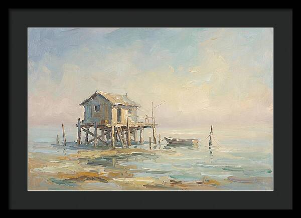 Weathered Fishing Hut Over Water