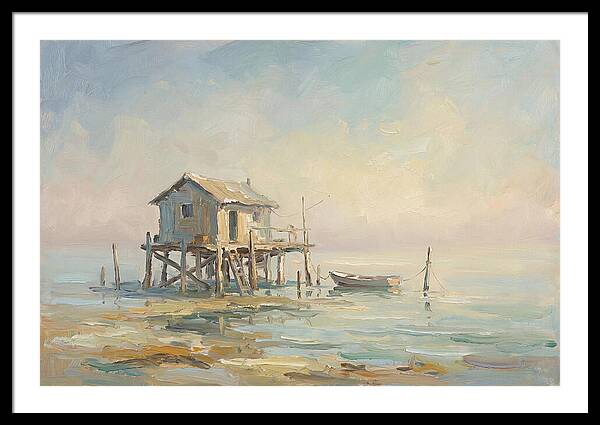 Weathered Fishing Hut Over Water