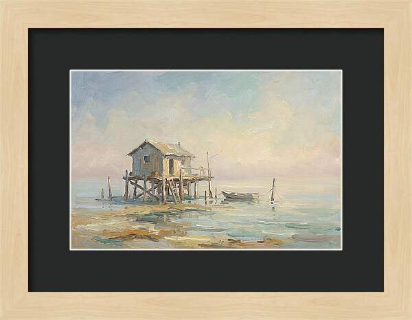 Weathered Fishing Hut Over Water