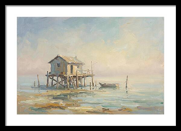 Weathered Fishing Hut Over Water