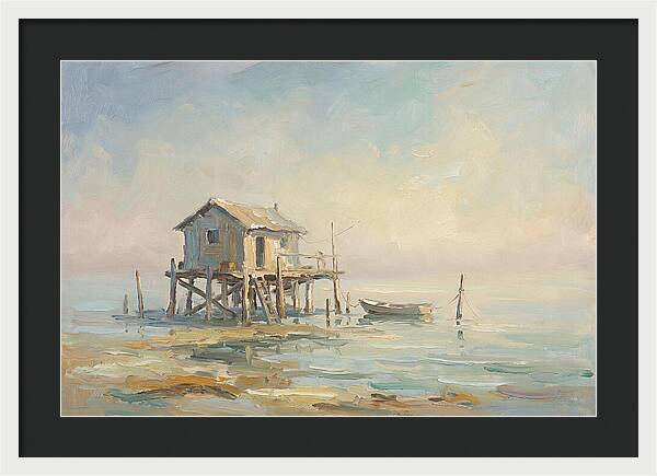 Weathered Fishing Hut Over Water