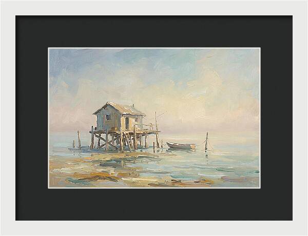 Weathered Fishing Hut Over Water