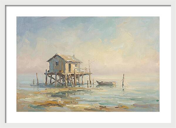 Weathered Fishing Hut Over Water