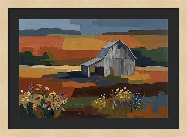 Weathered Grey Barn Amidst Wildflowers