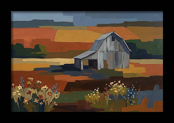 Weathered Grey Barn Amidst Wildflowers