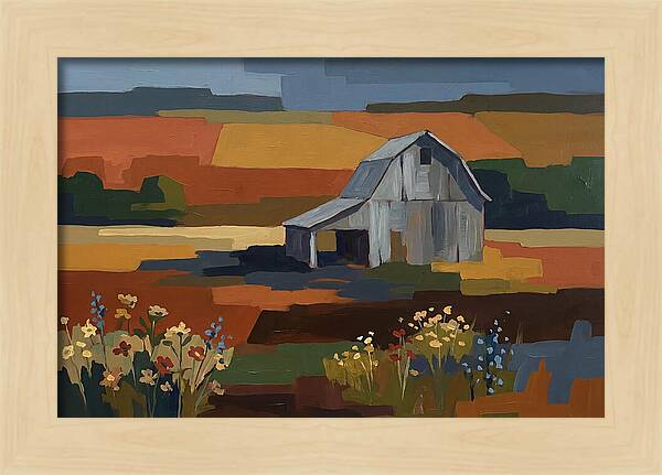 Weathered Grey Barn Amidst Wildflowers