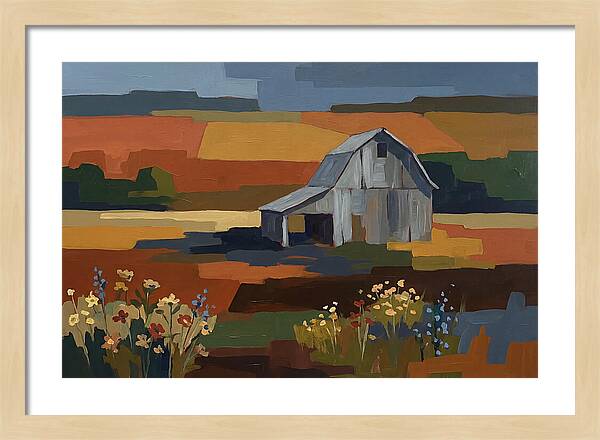 Weathered Grey Barn Amidst Wildflowers