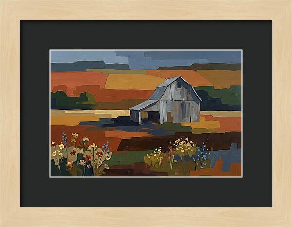 Weathered Grey Barn Amidst Wildflowers