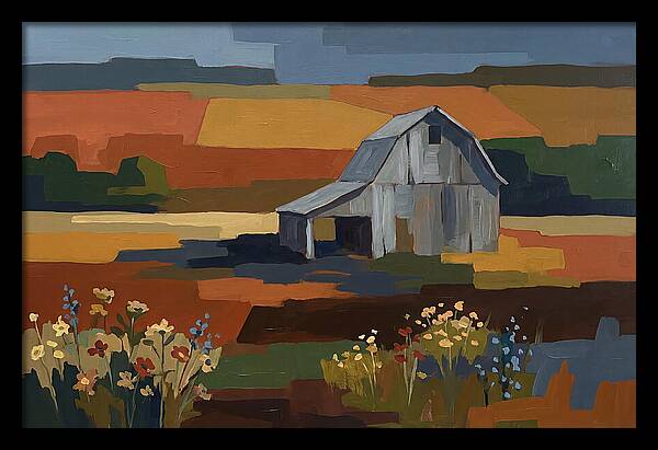 Weathered Grey Barn Amidst Wildflowers
