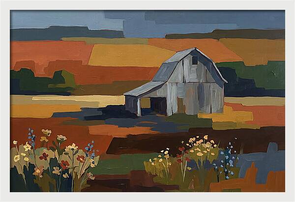 Weathered Grey Barn Amidst Wildflowers