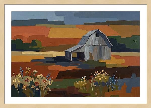 Weathered Grey Barn Amidst Wildflowers