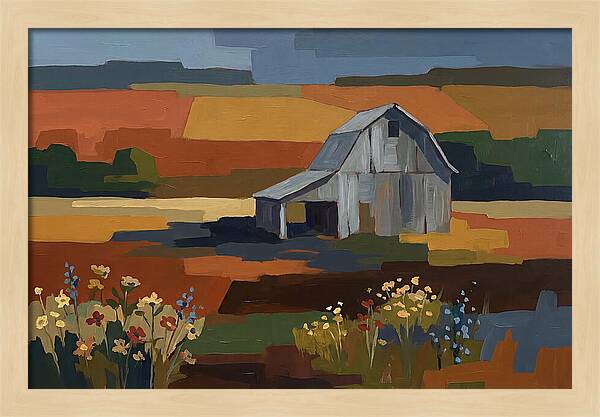 Weathered Grey Barn Amidst Wildflowers