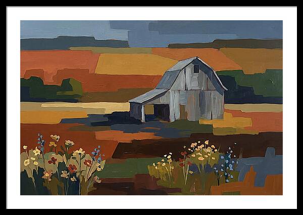 Weathered Grey Barn Amidst Wildflowers