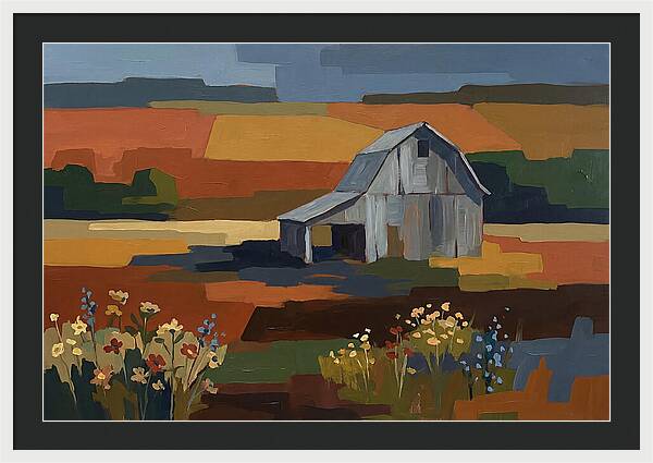 Weathered Grey Barn Amidst Wildflowers