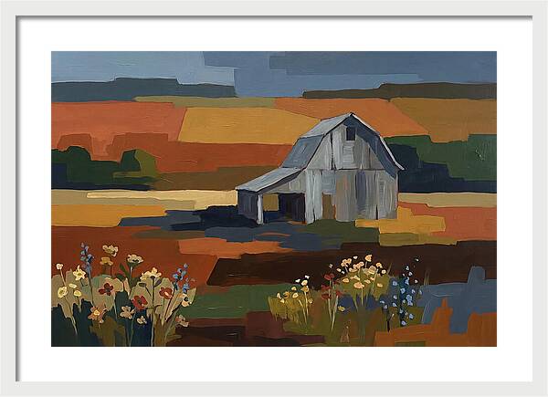 Weathered Grey Barn Amidst Wildflowers