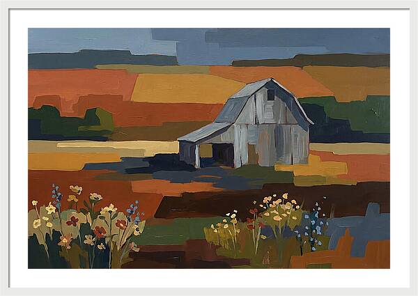 Weathered Grey Barn Amidst Wildflowers