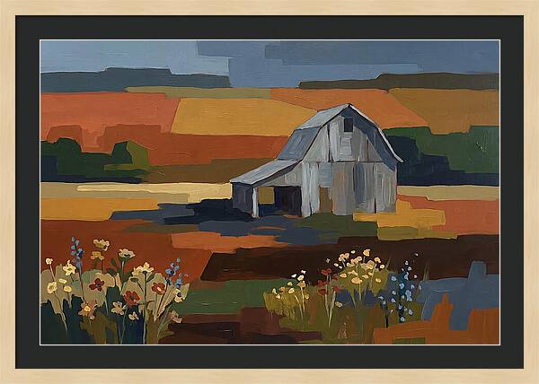 Weathered Grey Barn Amidst Wildflowers