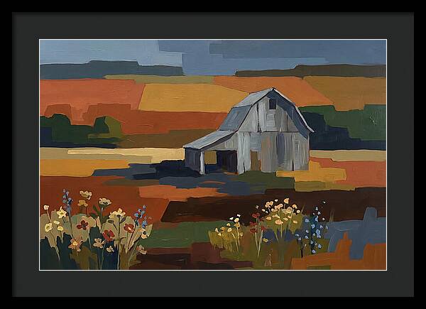 Weathered Grey Barn Amidst Wildflowers