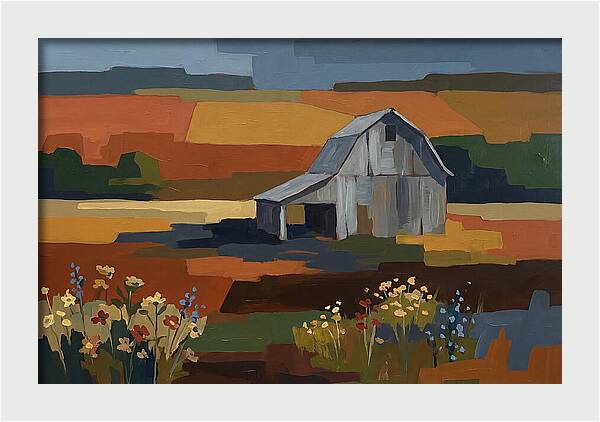 Weathered Grey Barn Amidst Wildflowers