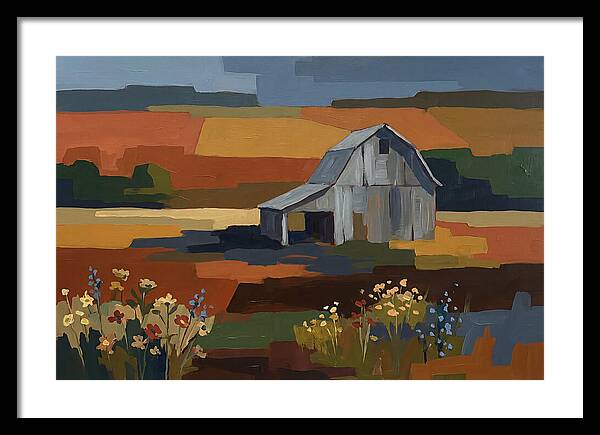 Weathered Grey Barn Amidst Wildflowers