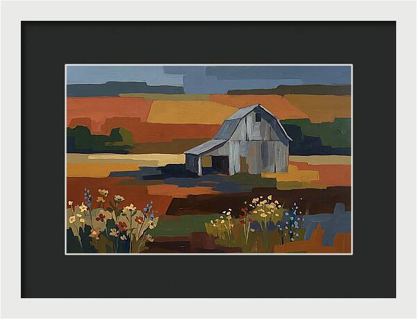 Weathered Grey Barn Amidst Wildflowers