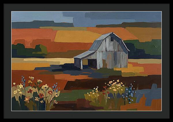 Weathered Grey Barn Amidst Wildflowers