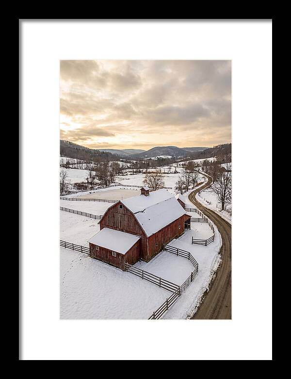 Weathered Red Barn In Winter