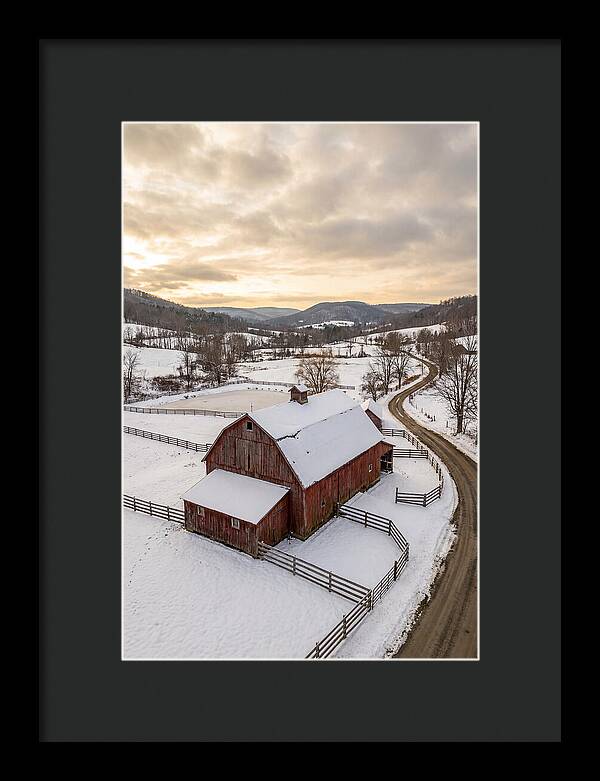 Weathered Red Barn In Winter