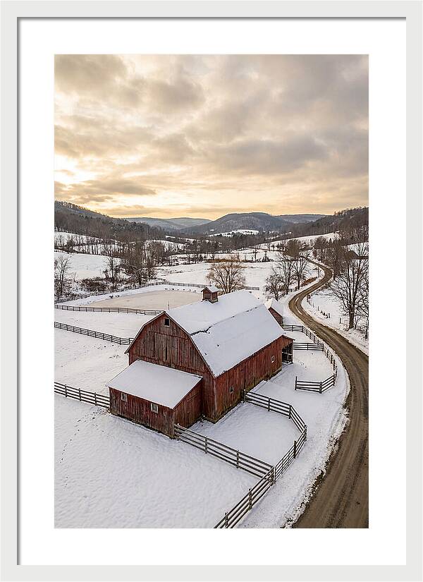 Weathered Red Barn In Winter
