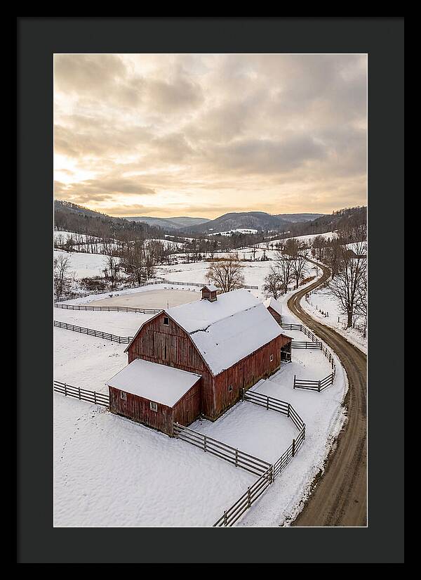 Weathered Red Barn In Winter