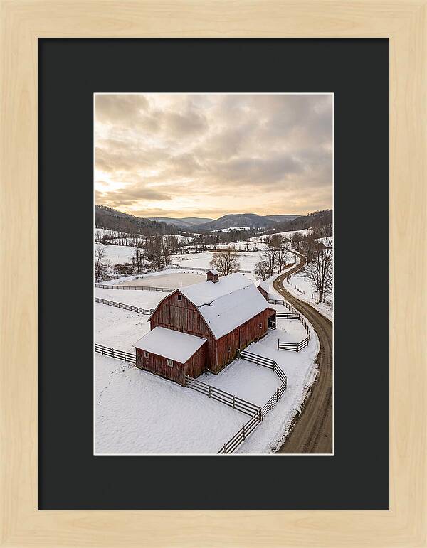 Weathered Red Barn In Winter