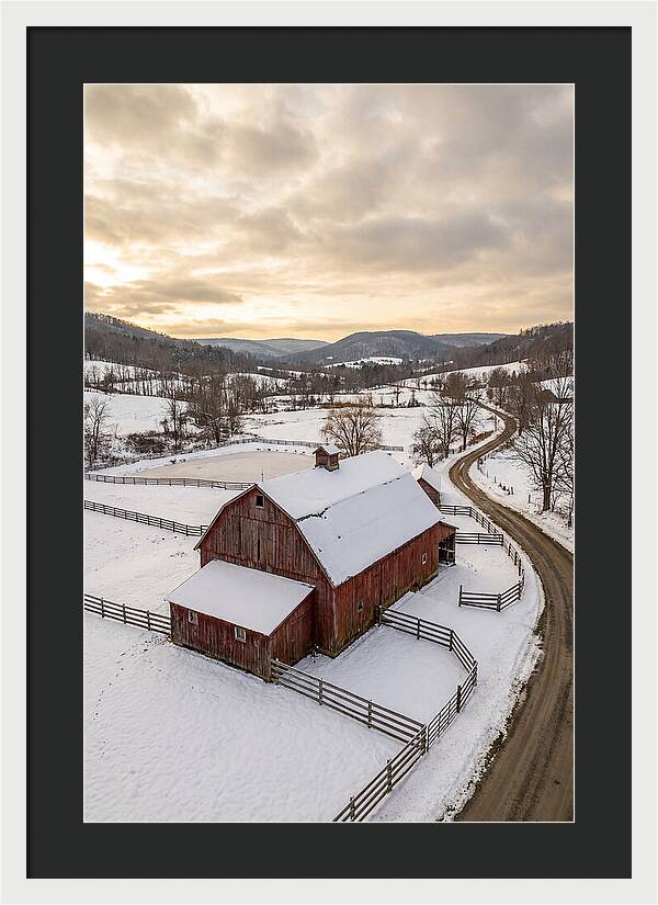Weathered Red Barn In Winter