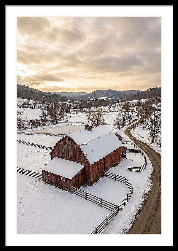 Weathered Red Barn In Winter