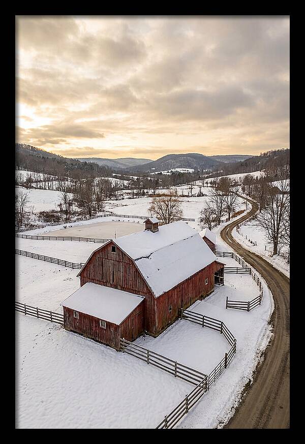 Weathered Red Barn In Winter