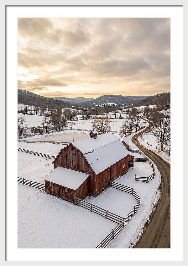 Weathered Red Barn In Winter