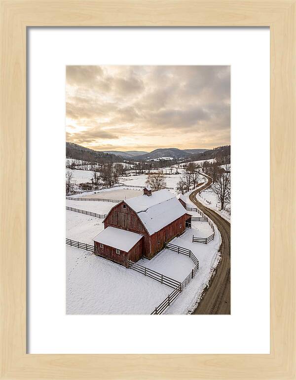 Weathered Red Barn In Winter