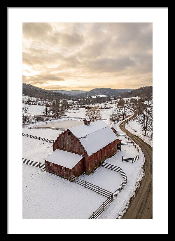 Weathered Red Barn In Winter