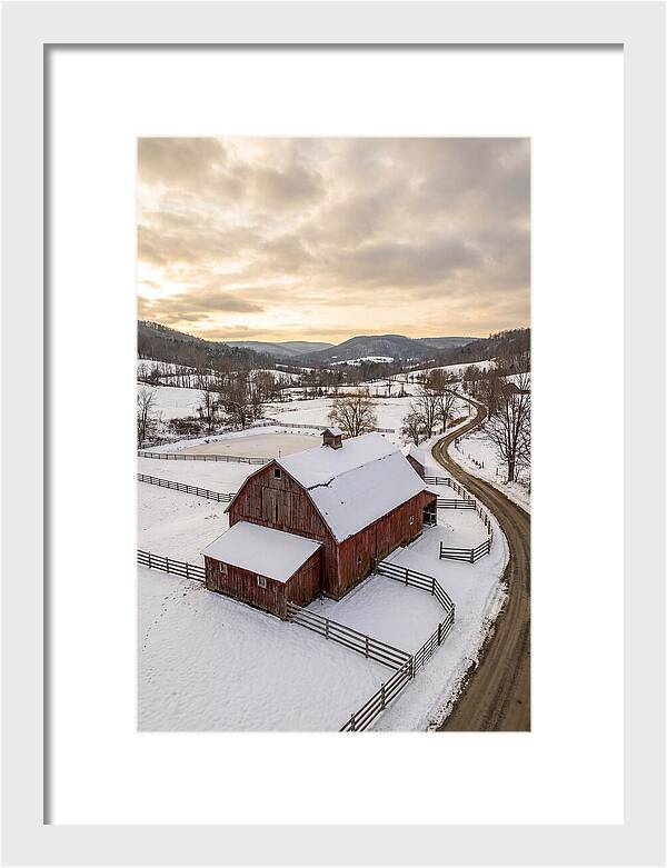 Weathered Red Barn In Winter
