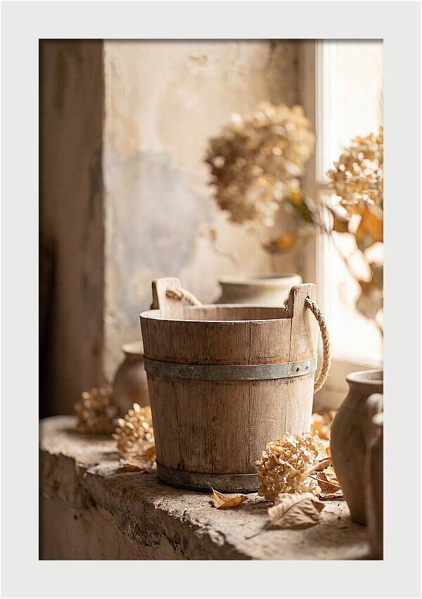 Weathered Wooden Bucket