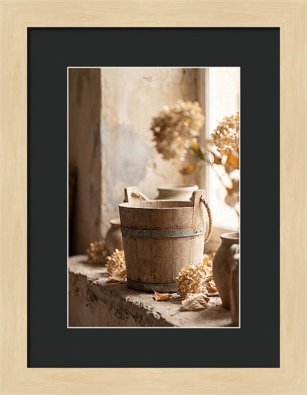 Weathered Wooden Bucket