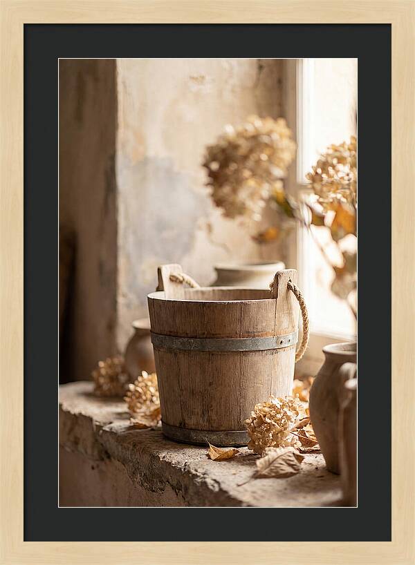 Weathered Wooden Bucket