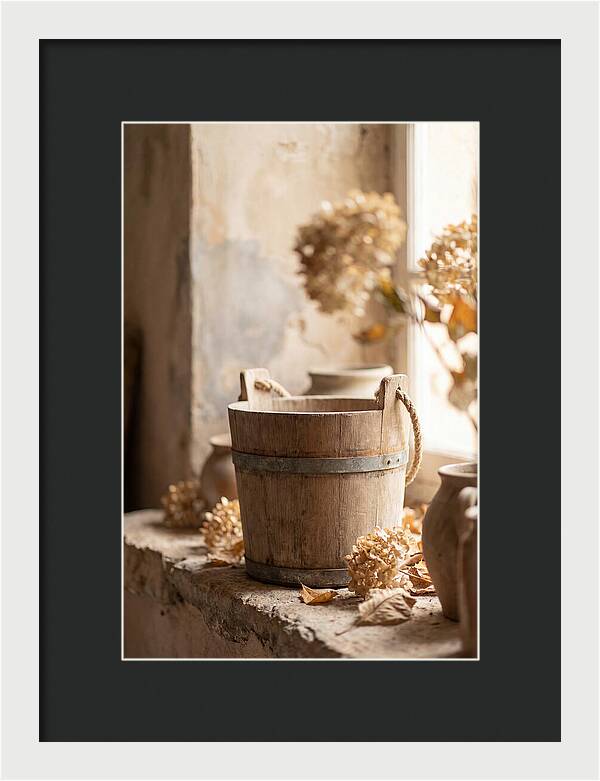 Weathered Wooden Bucket