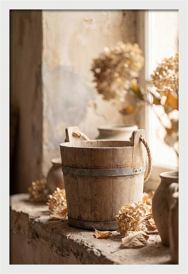 Weathered Wooden Bucket