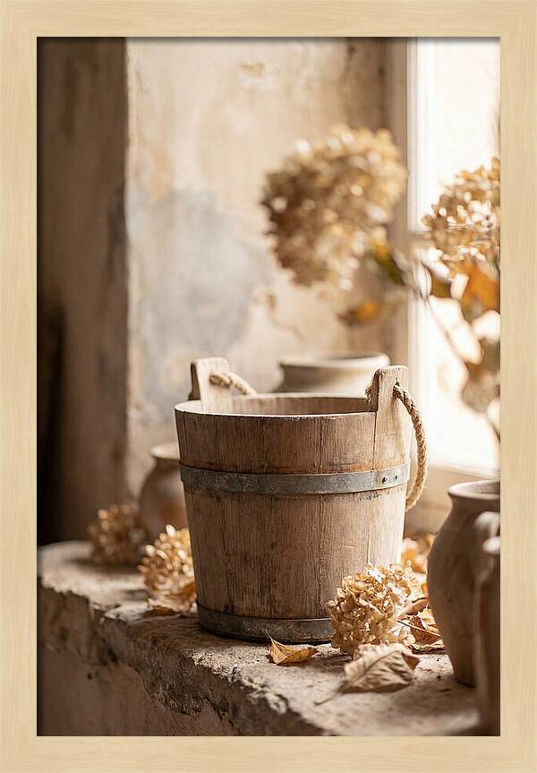 Weathered Wooden Bucket